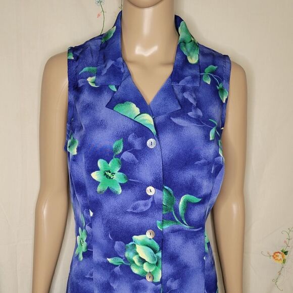 VTG Miss Dorby Blue and green  Hawaiian casual Dress. - Picture 10 of 14